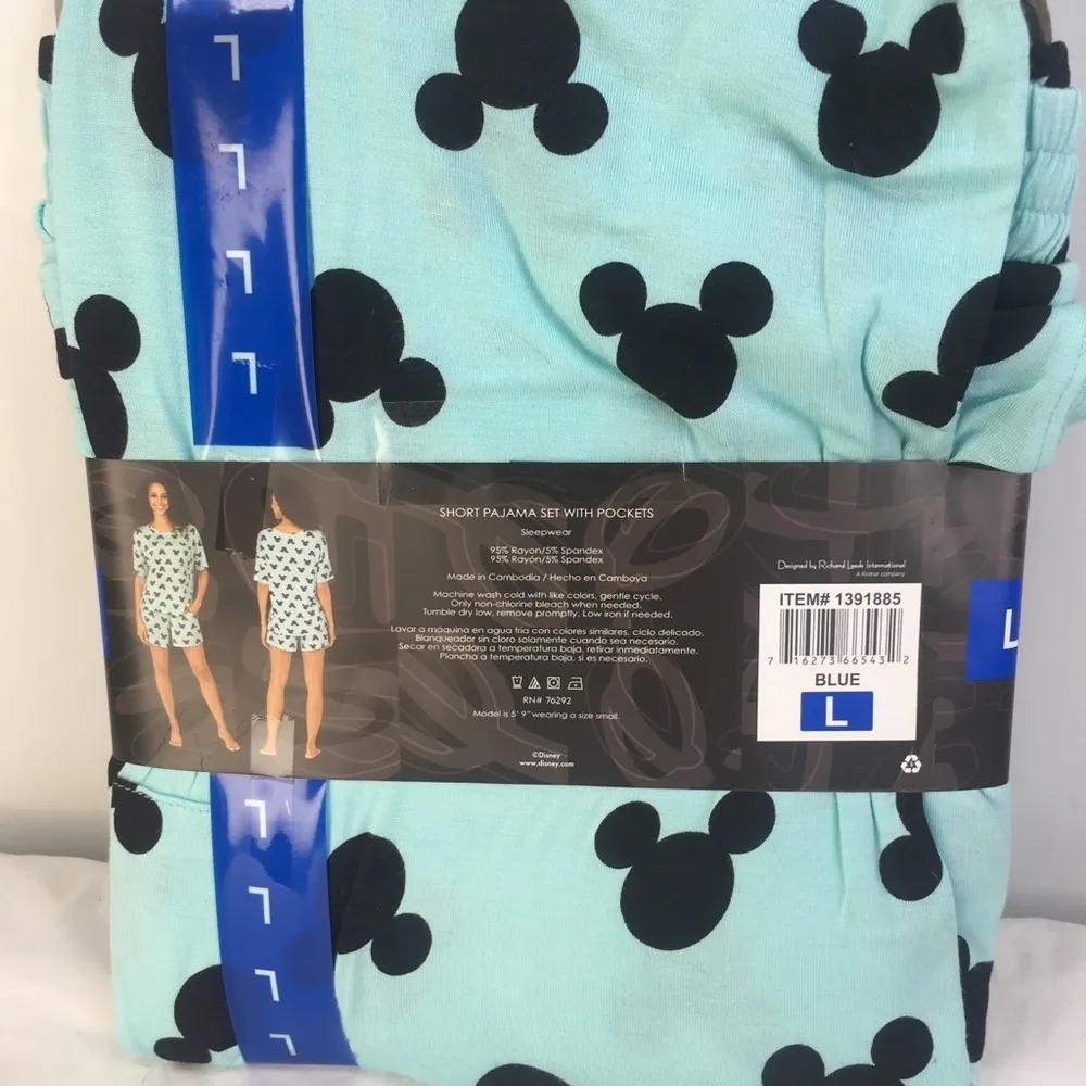 New Disney Mickey Short Pj Lounge Set with Pockets 2-Pc LARGE - Image 6