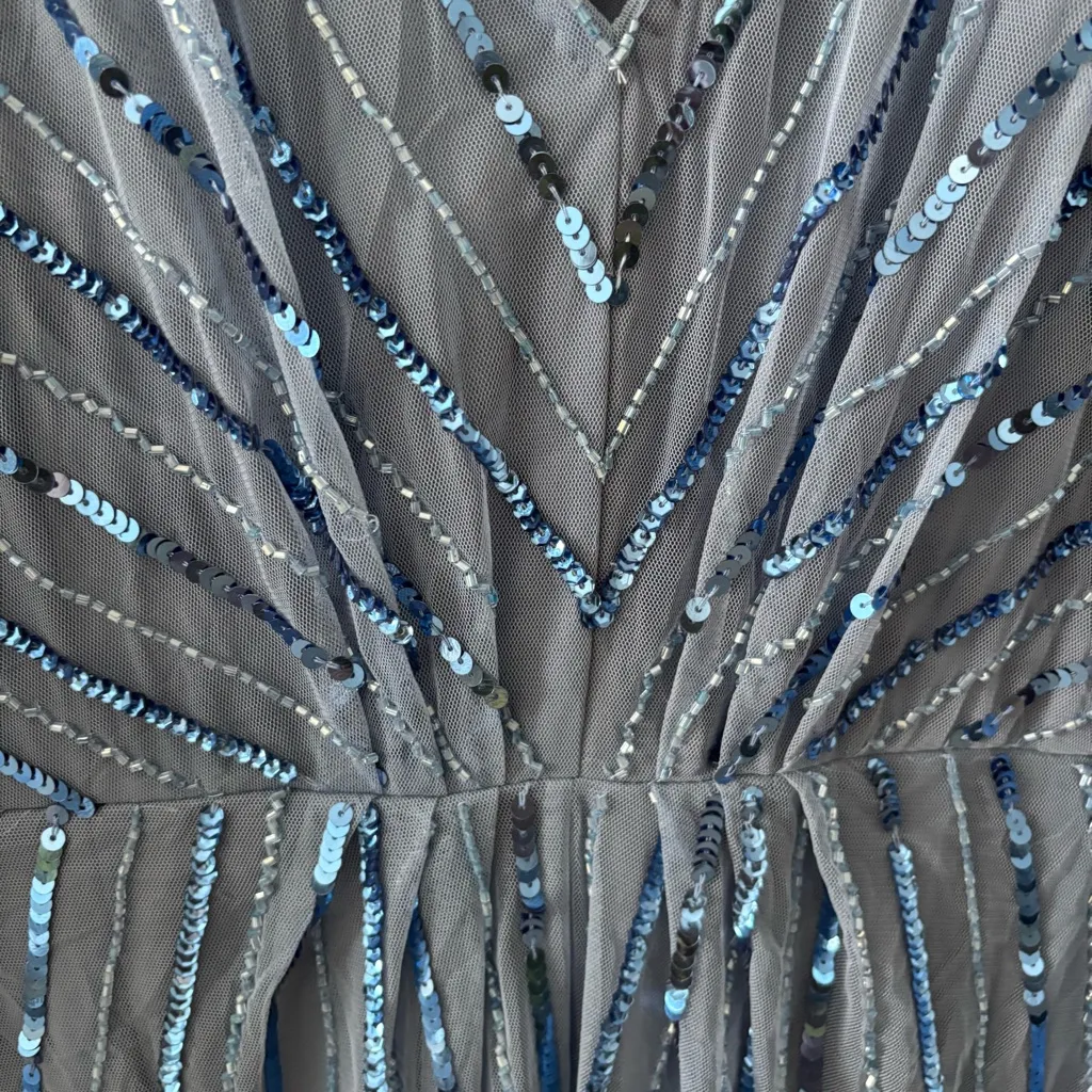 Mac Duggal Beaded Kimono Sleeve V-Neck Dress Periwinkle 14 NWT Black Tie Formal - Image 9