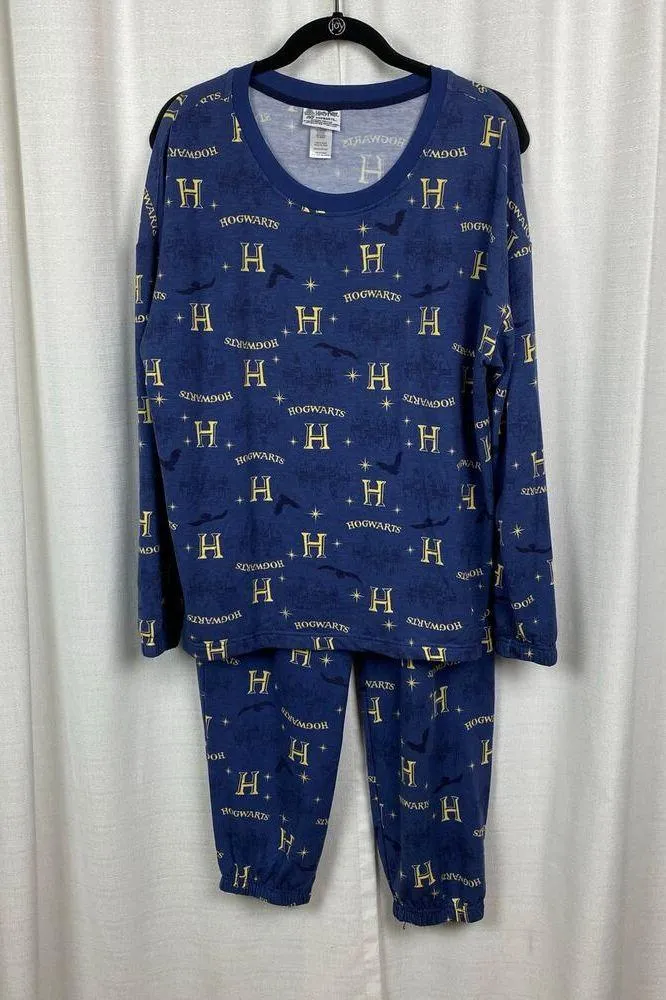 The Wizarding World Of Harry Potter Blue Hogwarts Two Piece PJ Jogger Set Sz.M - Image 3