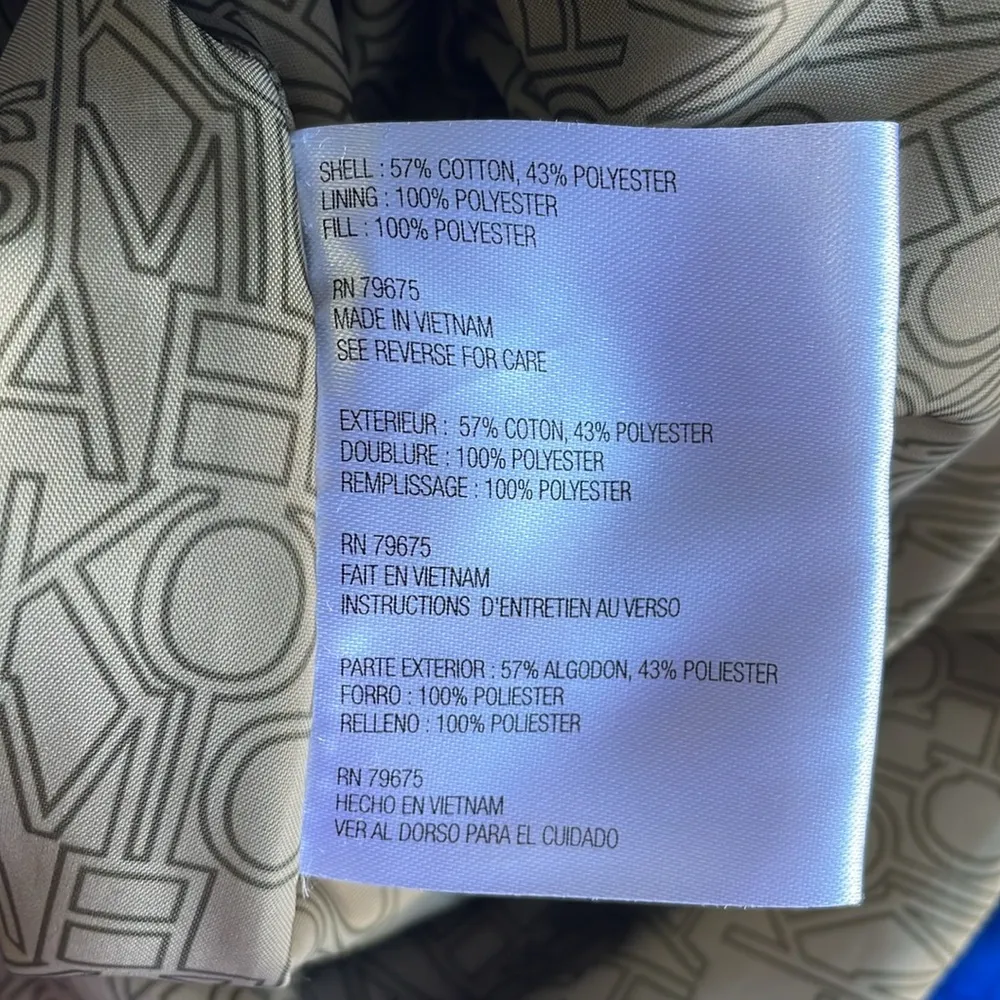 Michael Kors Blue Trench Coat with Asymmetrical Zipper and Belt - Image 8