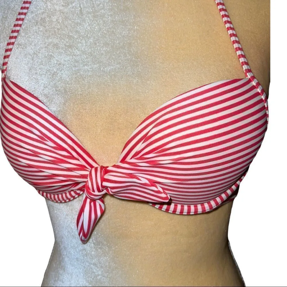 Aerie red and white striped padded bikini top! - Image 4