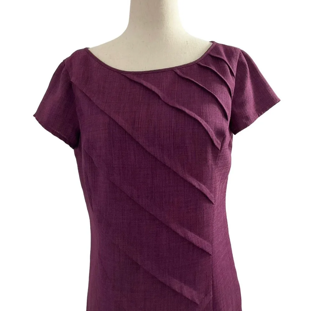 ELLEN TRACY Women Size 4 Purple Short Sleeve Sheath Dress 15-142 - Image 2