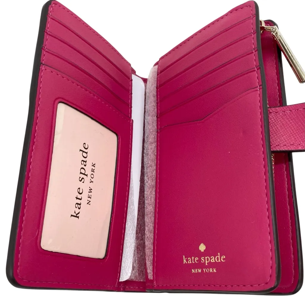 Kate Spade Staci Saffiano Leather Medium Wallet Pink Ruby New - Image 7