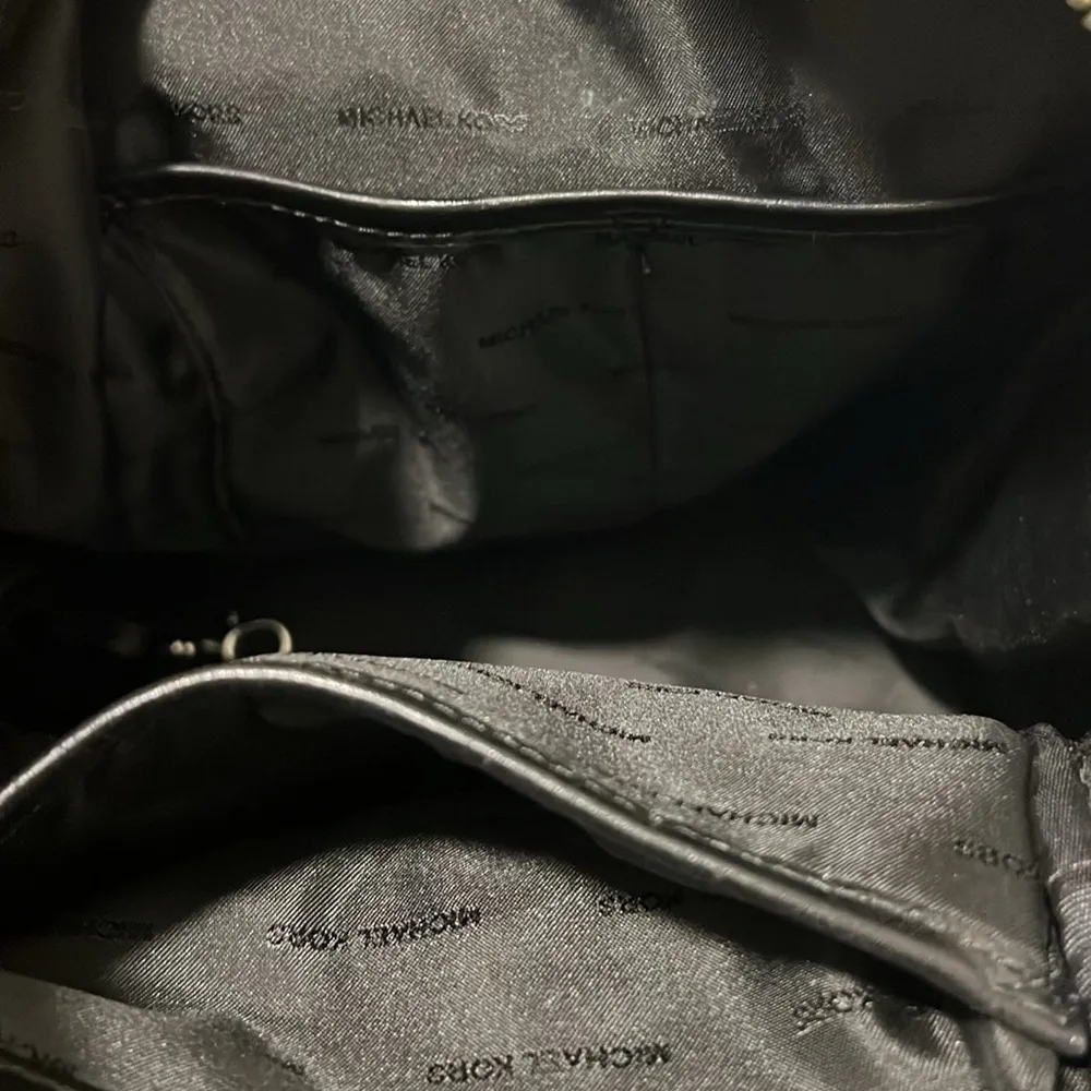 Michael Kors Rhea Medium Signature Backpack Handbag Black with Silver Hardware - Image 12