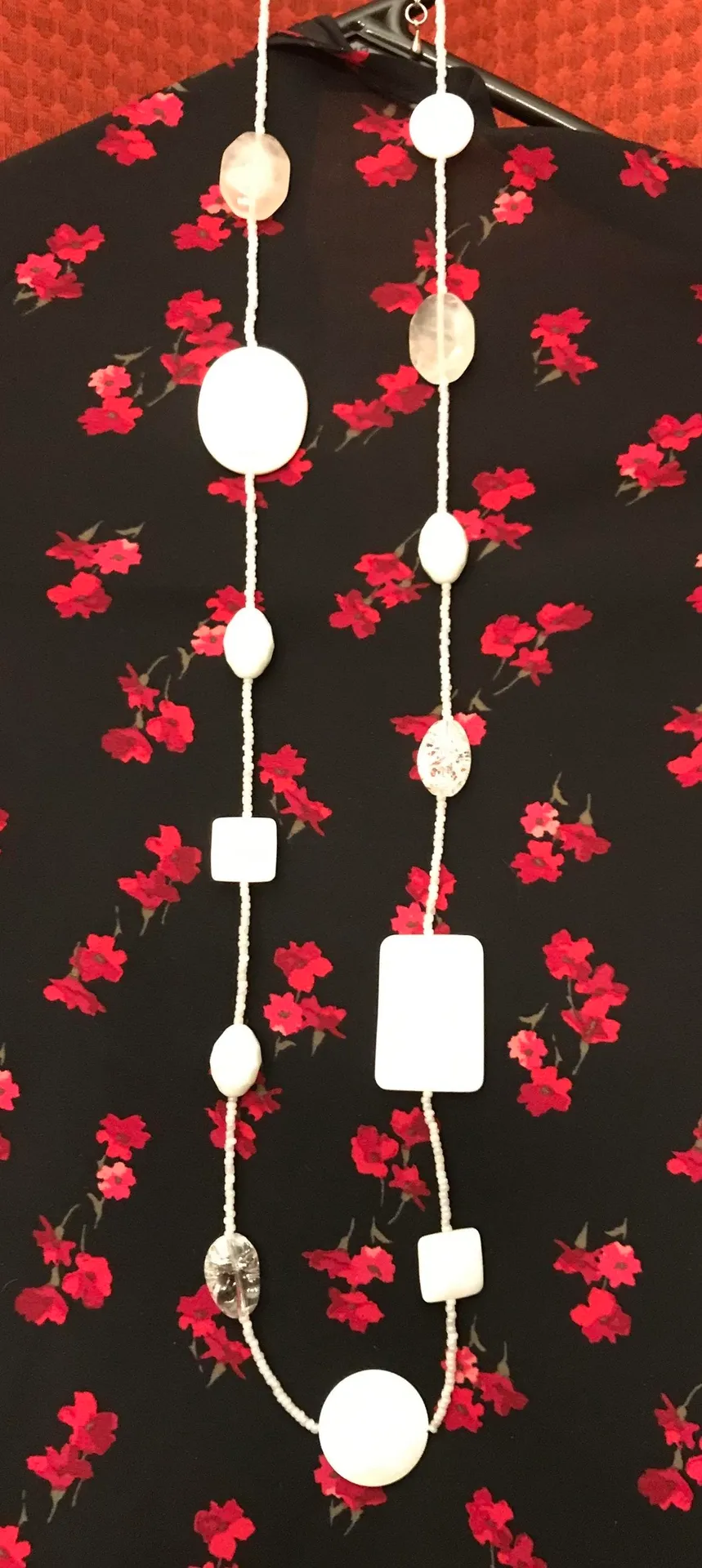 Women's White Beaded Rope Necklace - Image 5