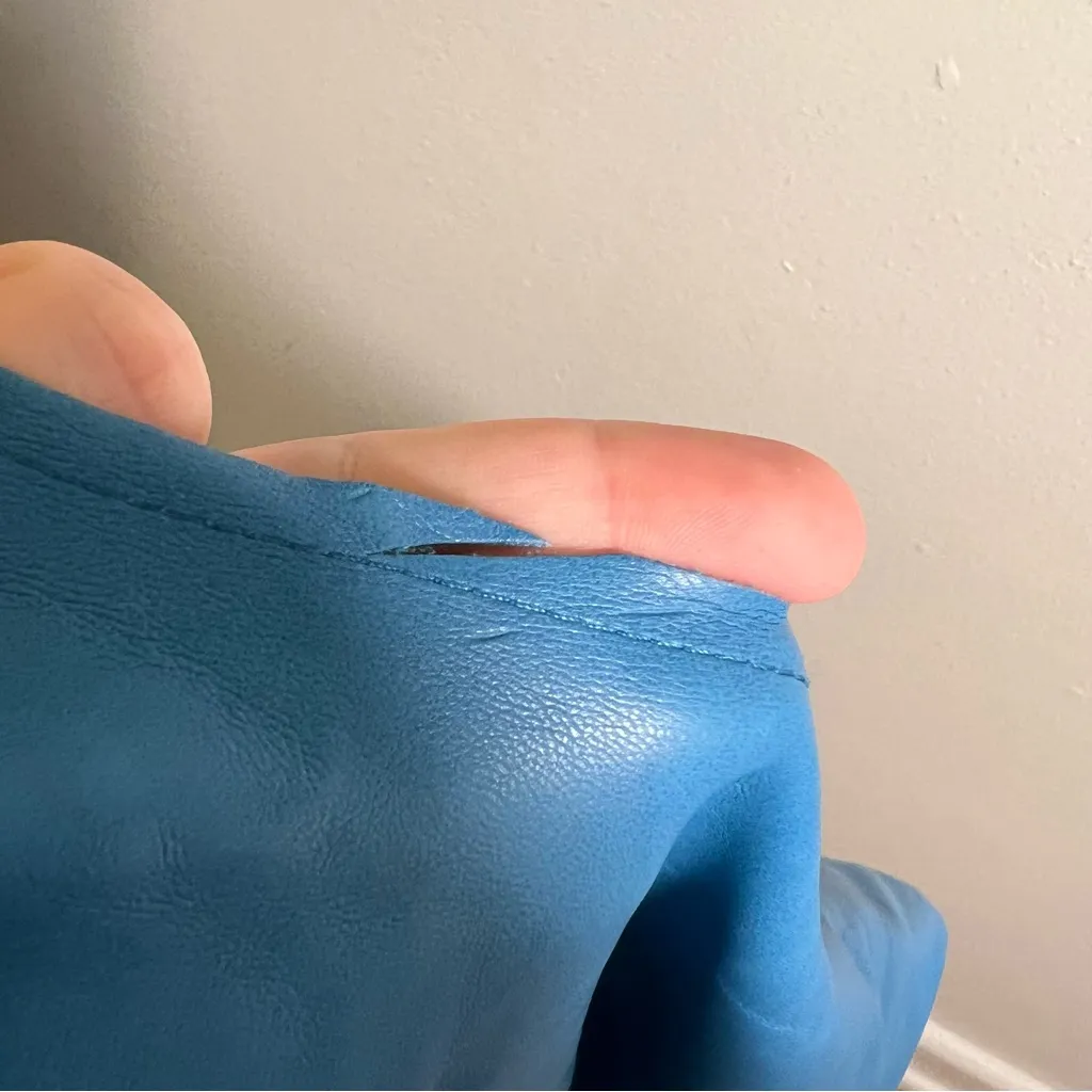 INC International Concepts Vegan Leather Draped Front Jacket Blue M Size M - Image 11