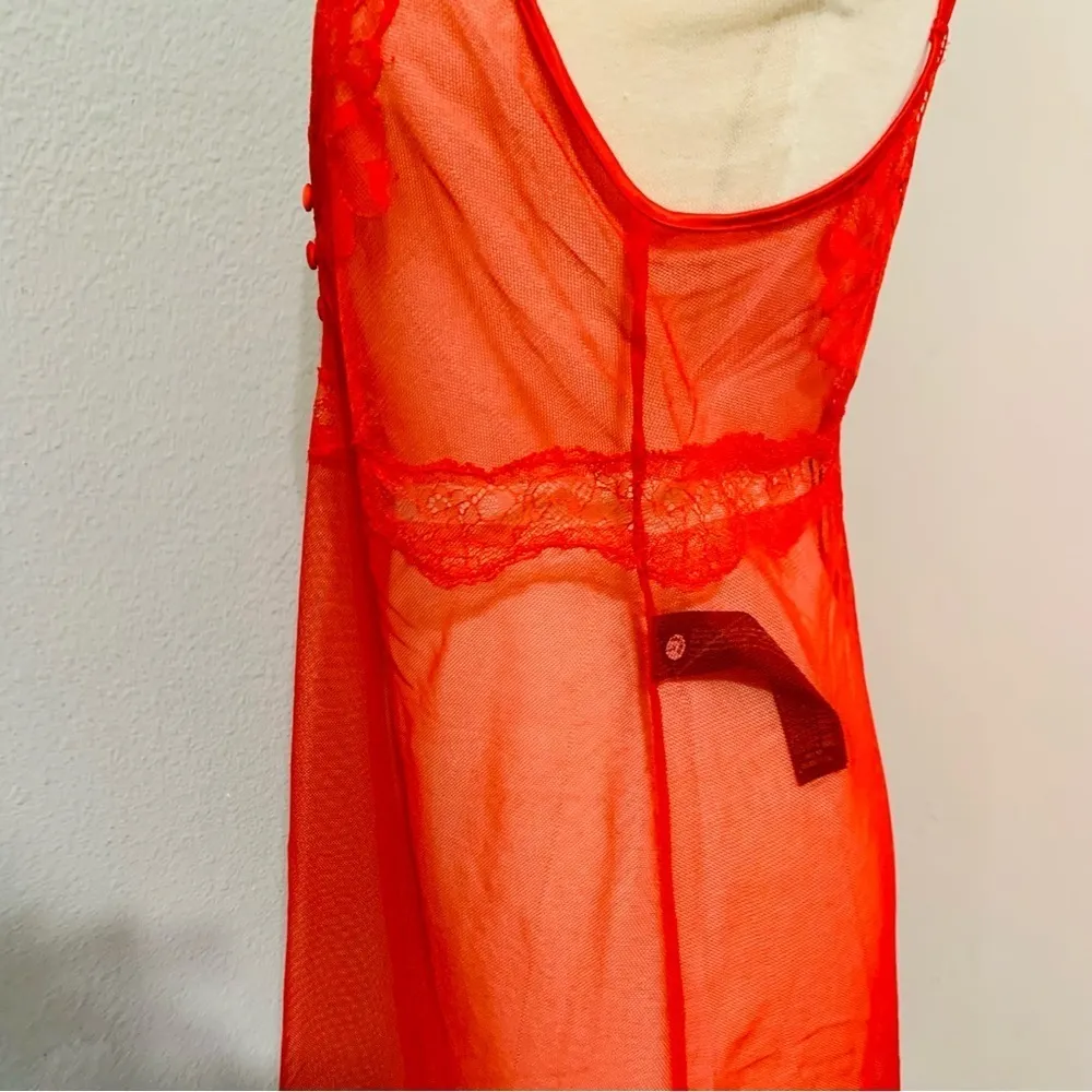 Zara New Women Red Sexy Lingerie Short Dress with Lace Size Medium - Image 11