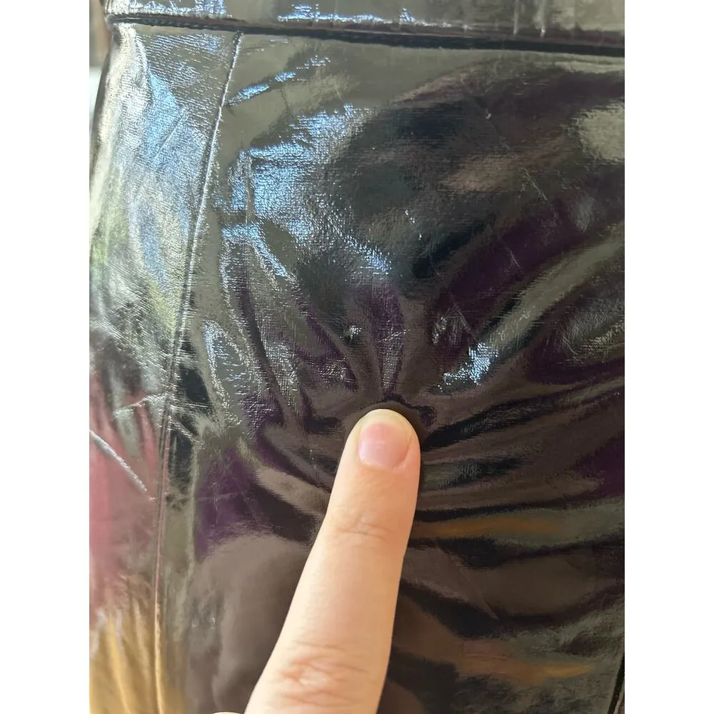 Rhode Remi Faux Patent Leather Button Front Midi Skirt Black Size 4 - Image 5