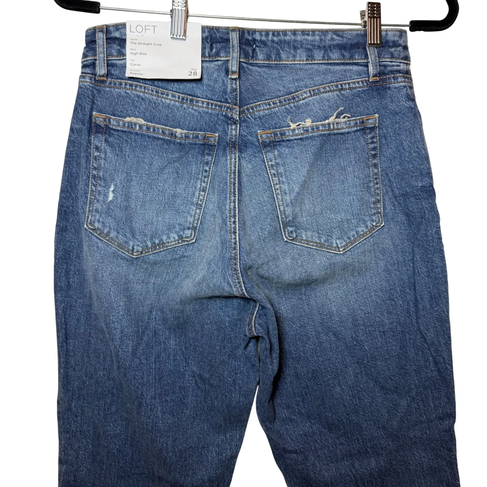 LOFT‎ The Straight Crop High Rise Curvy Fit Jeans Women's Size 28 Blue - Image 3