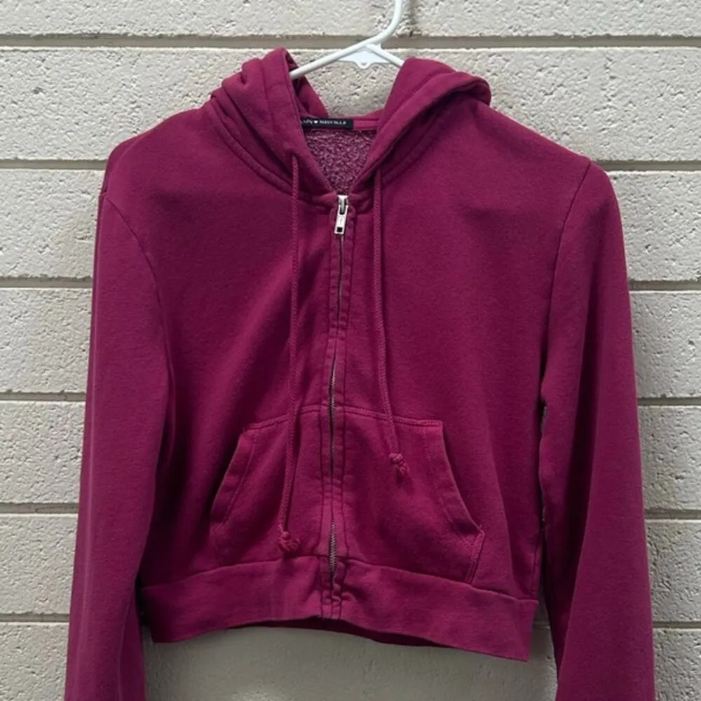 Brandy Melville Cropped Zip Up Hoodie one size - Image 5