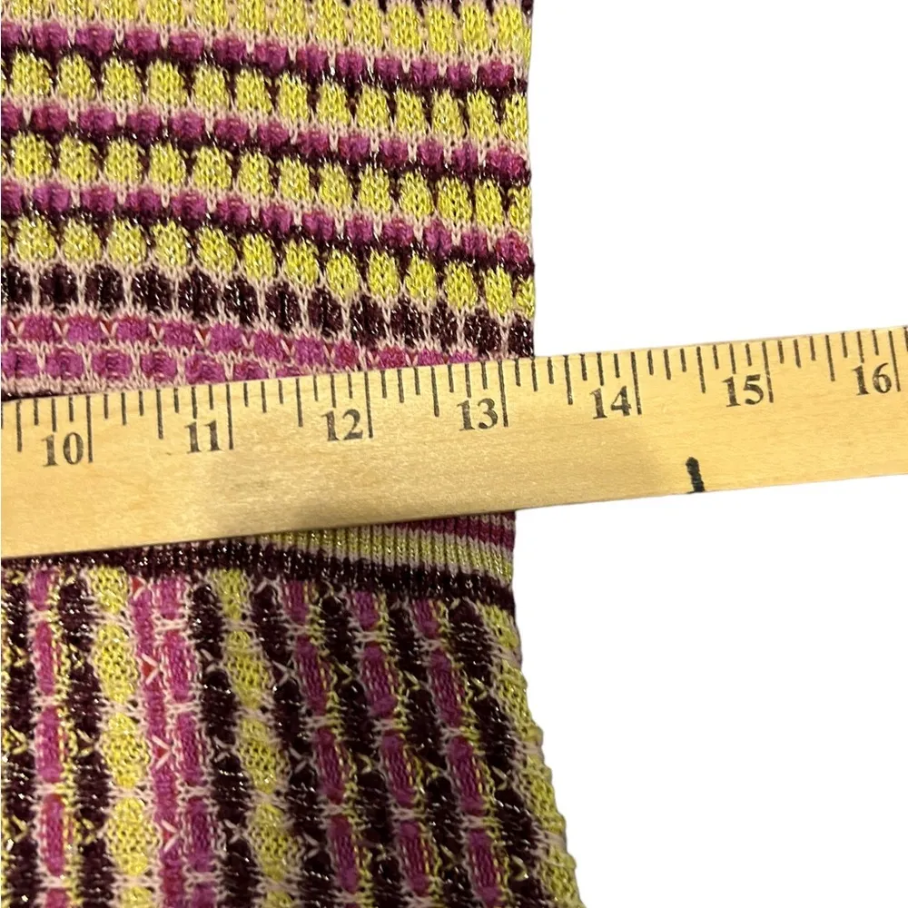 Free People Yellow Striped Metallic Knitted
Short Sleeve dress size large - Image 8