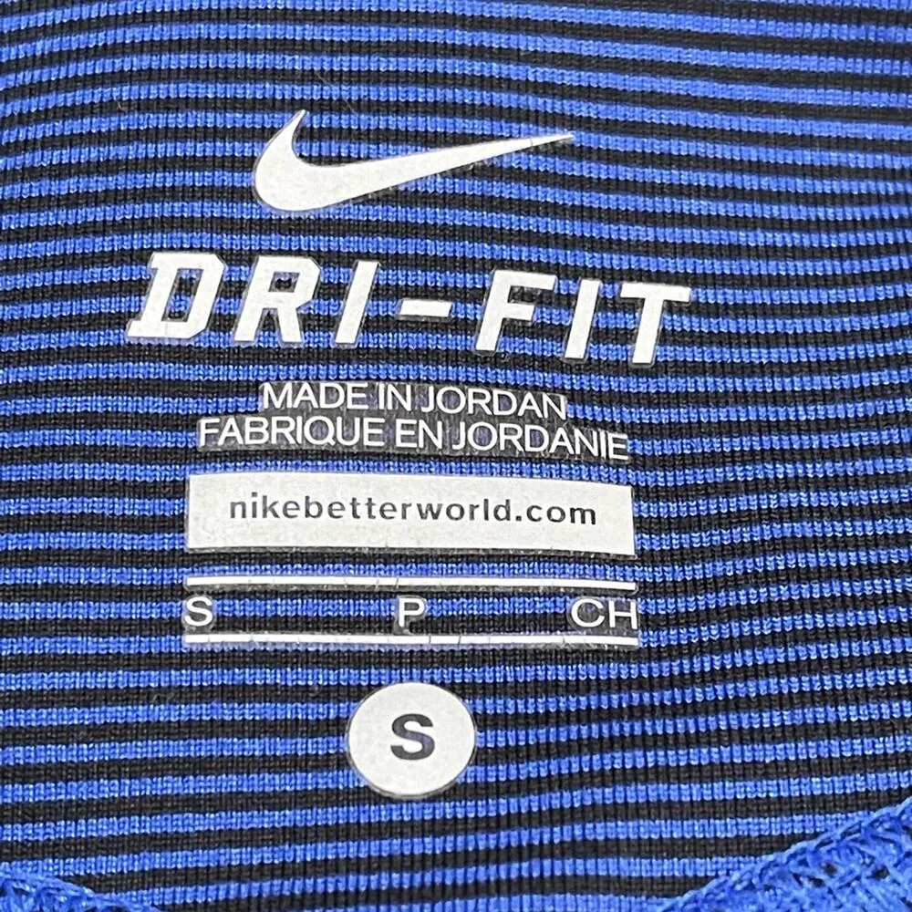 Nike Fold Over/ High Waisted High Rise Capri Blue Black Leggings Size Small - Image 5