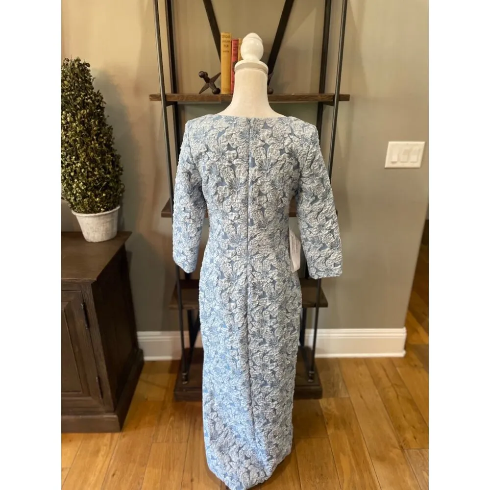 JS Collection Remi Sweetheart Lace Column Gown Slate Womens 4 Blue - Image 10