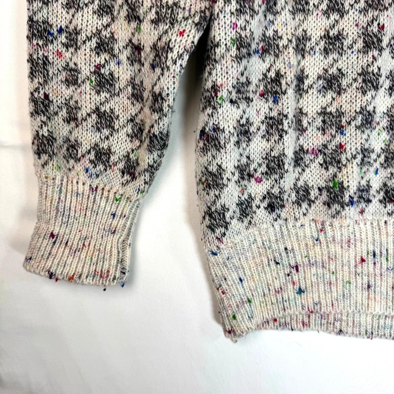 VTG 80s Confetti Knit Houndstooth Sweater Shoulder Pads Size Large - Image 6