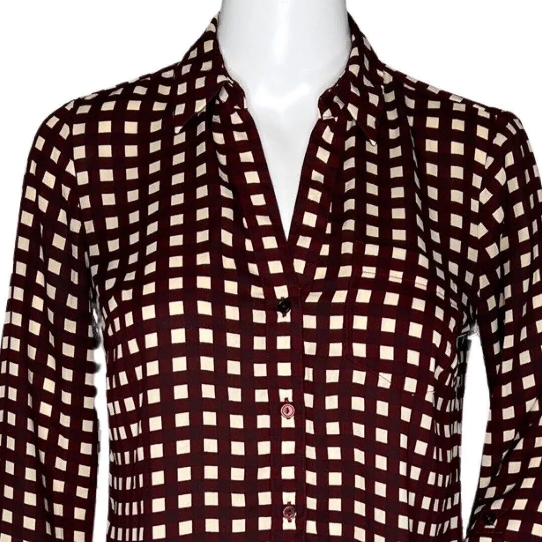 The‎ Limited Shirt Womens XS Purple Cream Check Plaid Button Up Career Casual - Image 5
