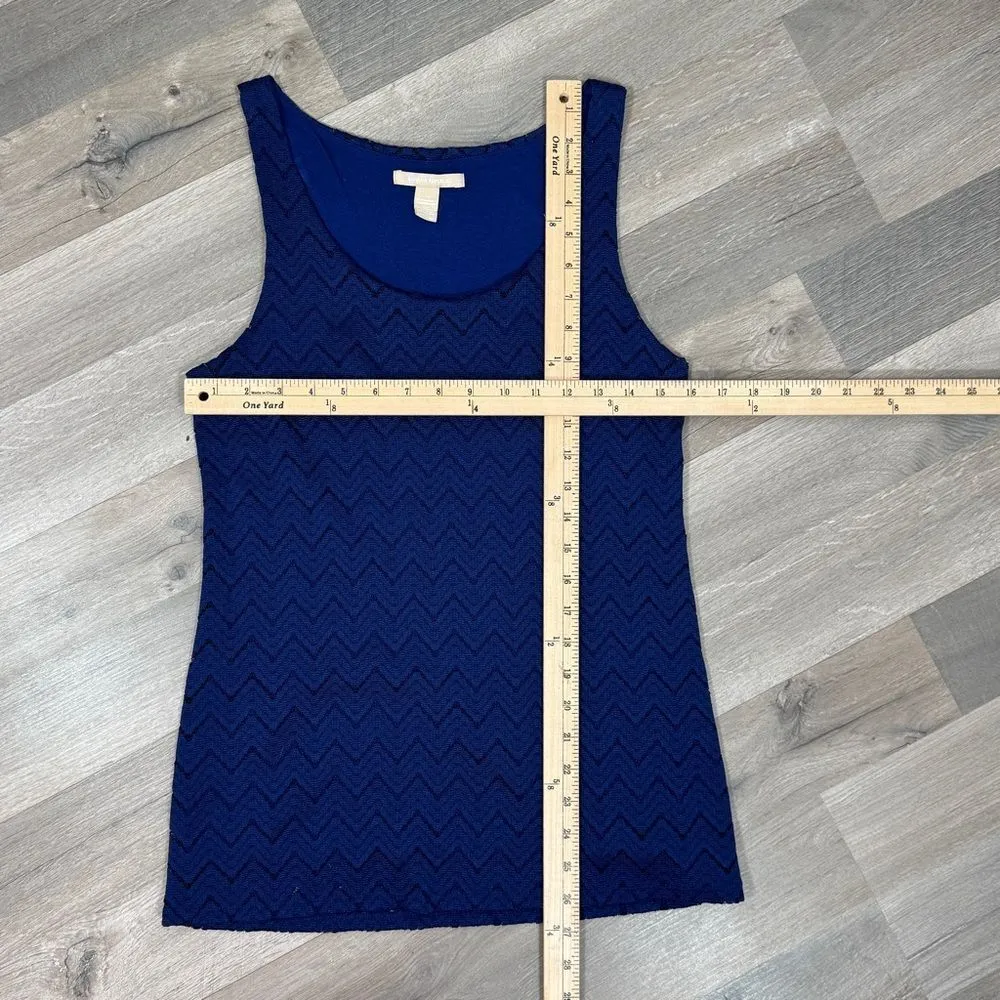Banana Republic Chevron Lace Overlay Tank Top Shirt Dark Blue Medium - Image 10