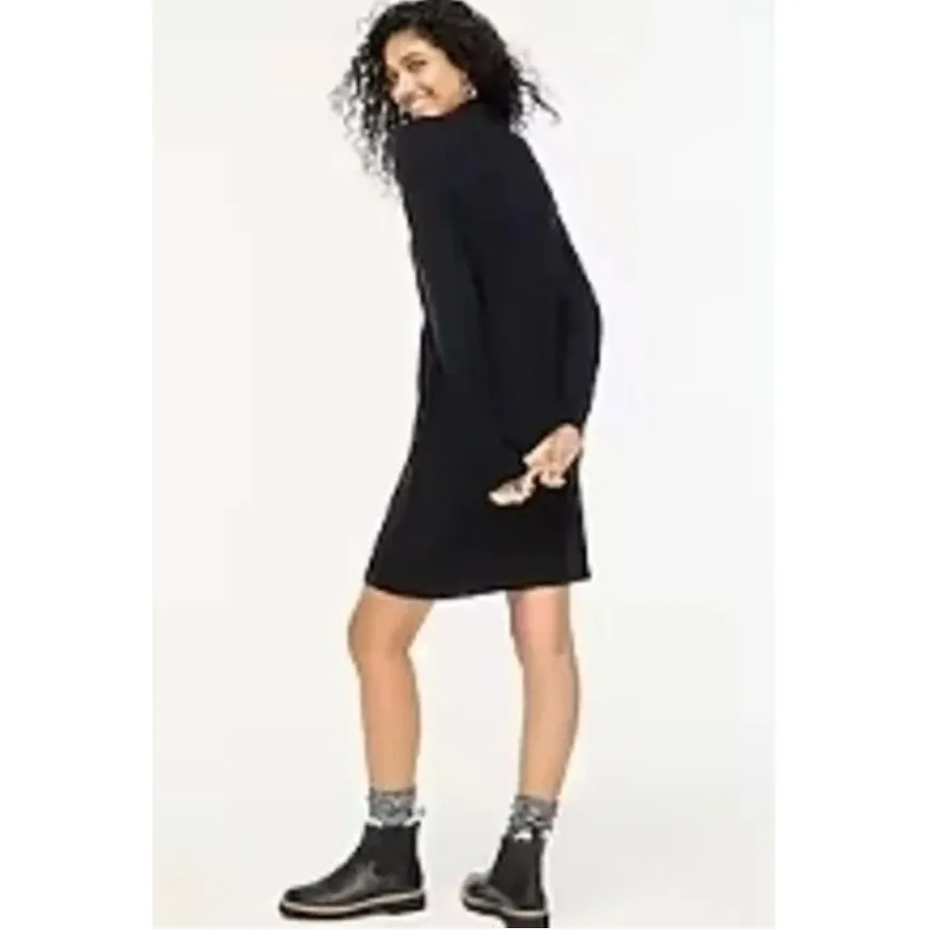 NEW J. Crew Sz M Extra Soft Mockneck Wool Blend Sweater Mini Dress Black BU755 - Image 2