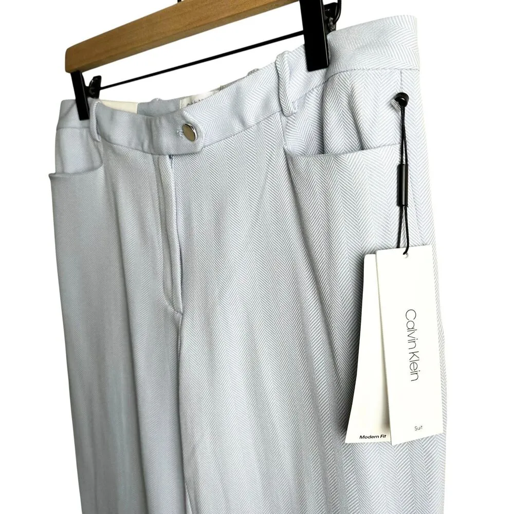 Calvin Klein Modern Fit Blue Herringbone Straight Career Office Dress Pant Sz 8 - Image 3
