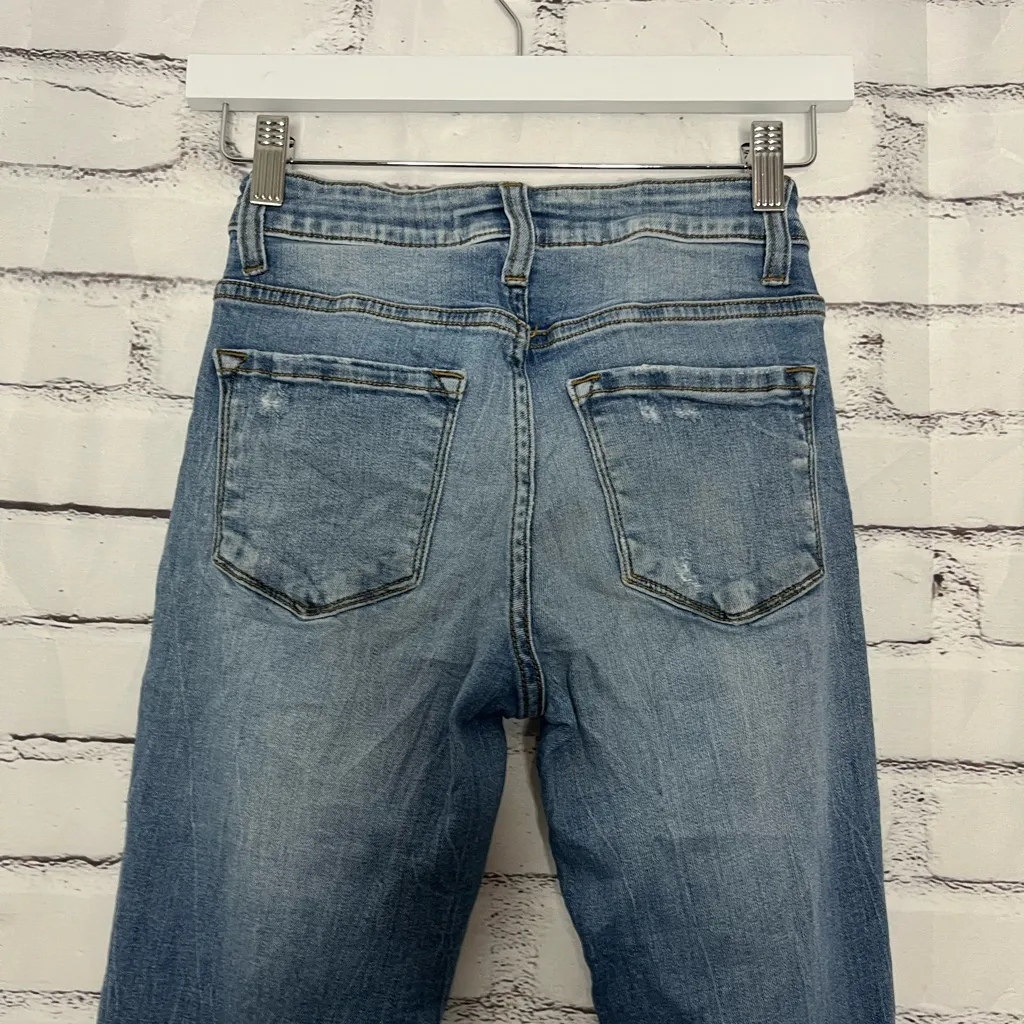 KanCan Skinny Jeans Distressed Mid Rise Women’s 24 Light Wash Stretch Denim Y2K Blue - Image 9