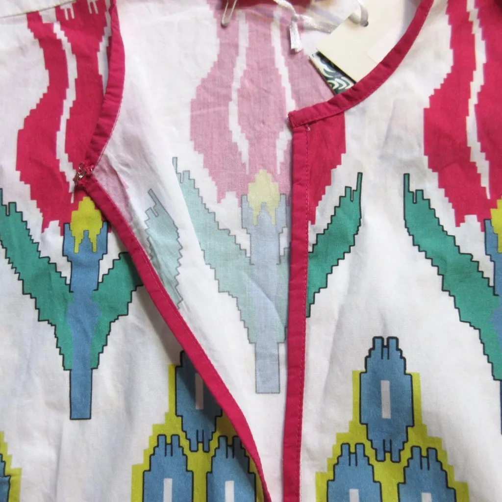 NWT Oliphant Puff Sleeve Maxi in Sumba Red Ikat Floral Cotton Dress S $328 - Image 3