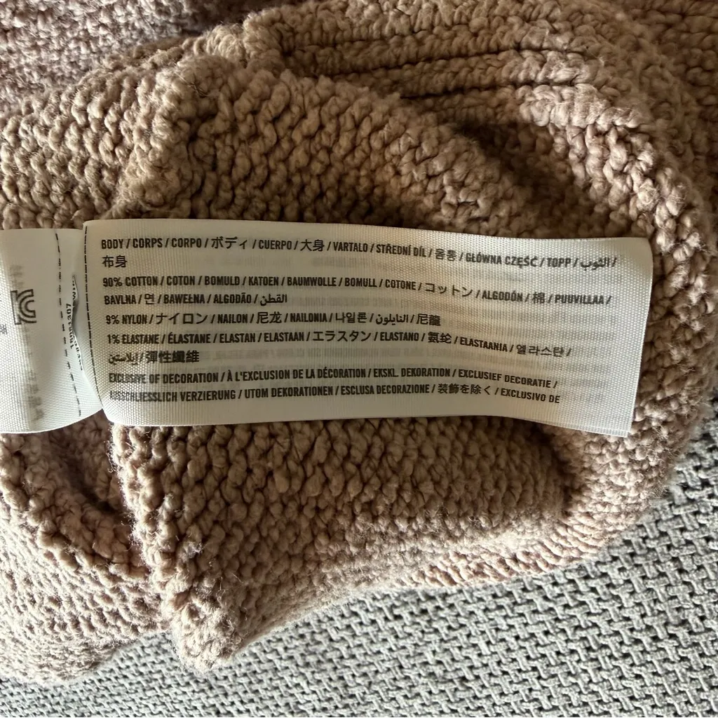 Abercrombie & Fitch Cropped Chunky Knit Pullover Sweater Dolman Sleeve S/M Cozy - Image 4