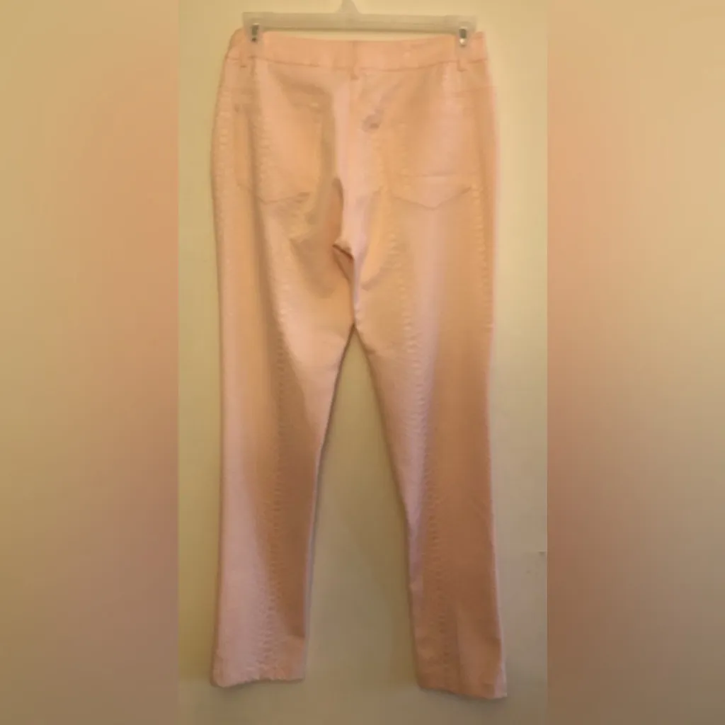 ERIC Womens Skinny Pants Size 8 Pale Peach Snake Skin Fabric Design Zip NWOT - Image 9