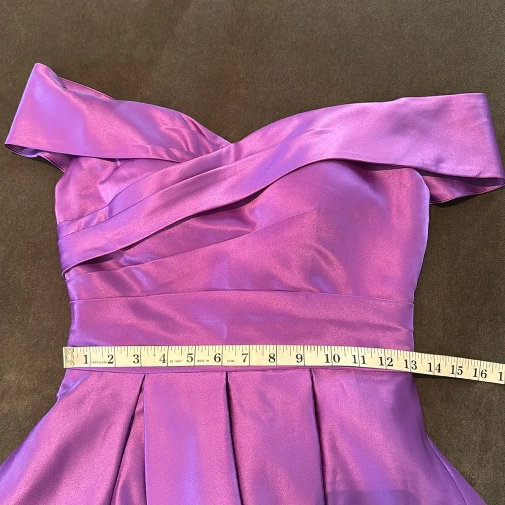 Women’s Purple Satin Off The Shoulder Prom Party Formal Dress Corset Size 4 NWOT - Image 8