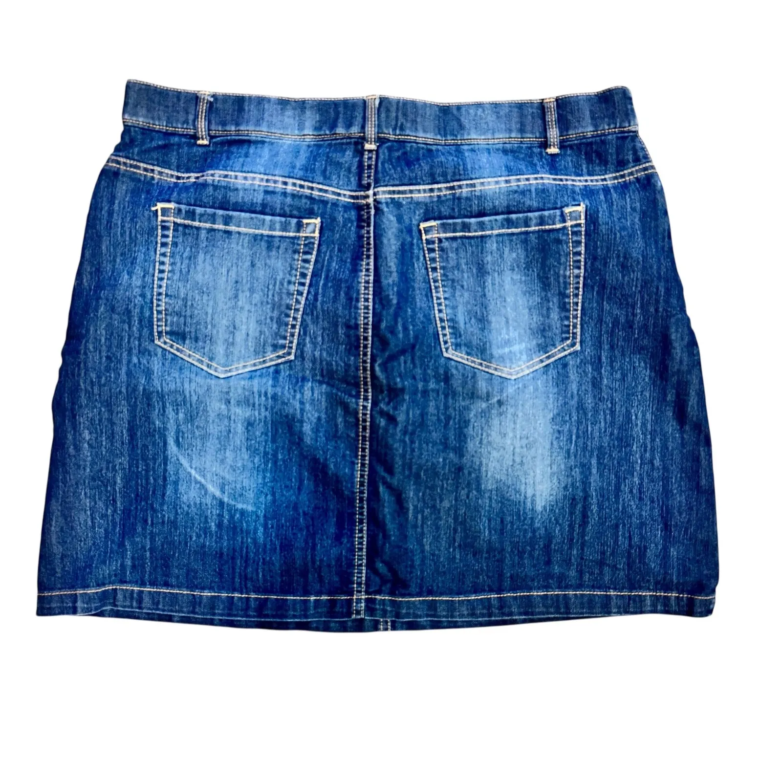 Croft & Barrow Denim Skirt Classic Fit Stretch Blue Jean‎ Skirt Size 16 - Image 9