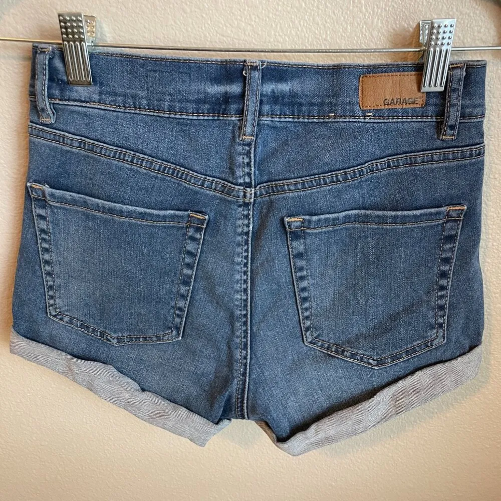 Garage Super Soft High Rise Premium Blue Denim Jean Shorts Cuffed Women's Size 3 - Image 5