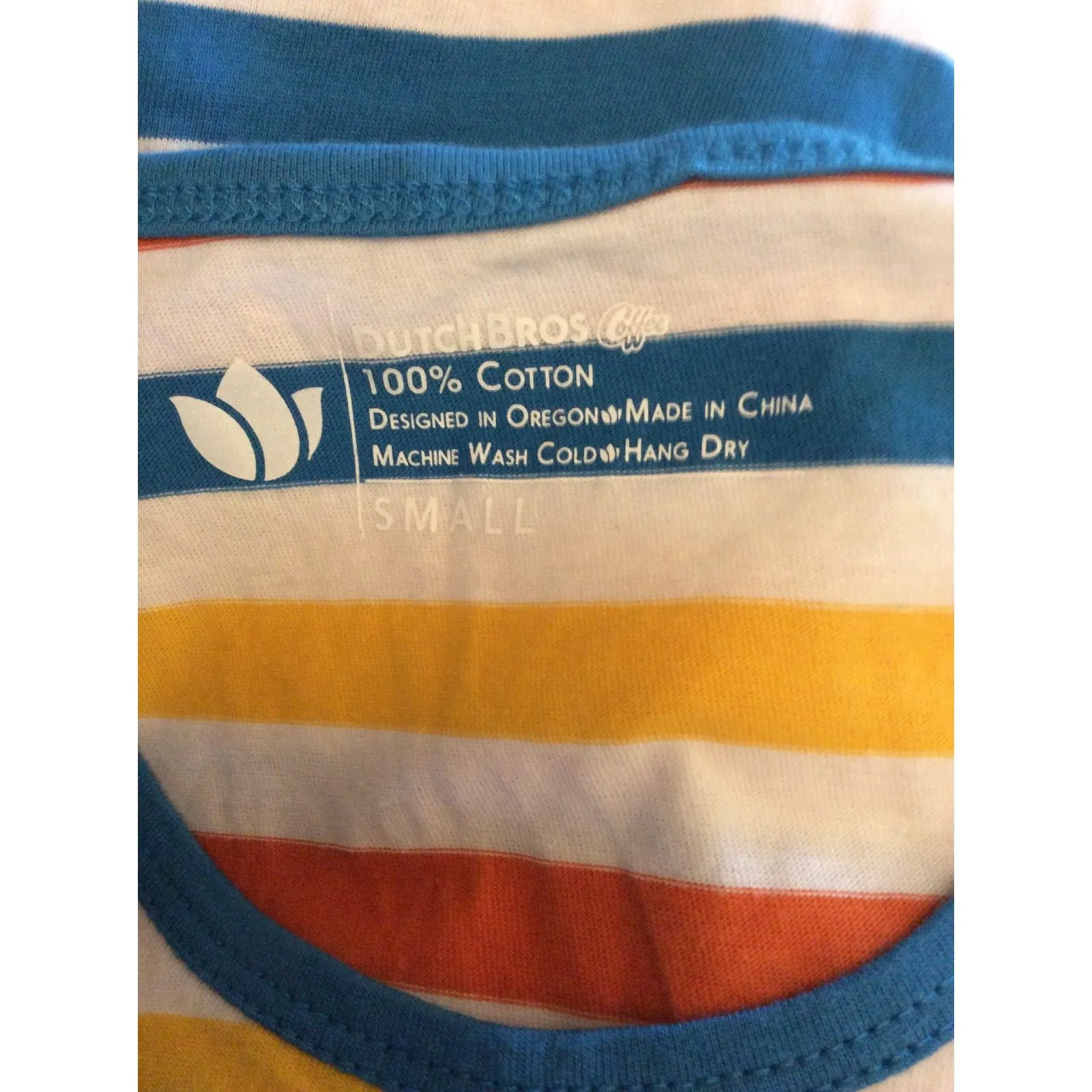 Dutch Brothers Striped Tank Top Shirt Small S Cotton - Image 4