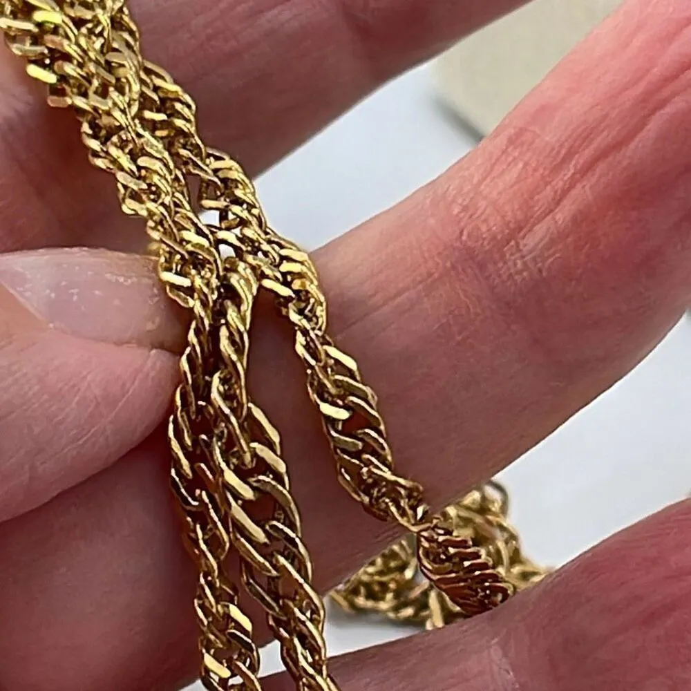 Vintage triple strand twisted flat link chain necklace Gold - Image 4