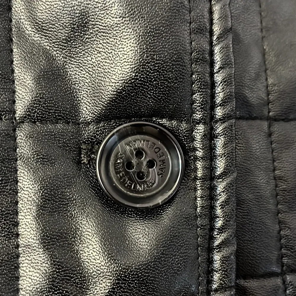 Sam Edelman Size Large Black Faux Leather Quilted Jacket‎ - Image 6