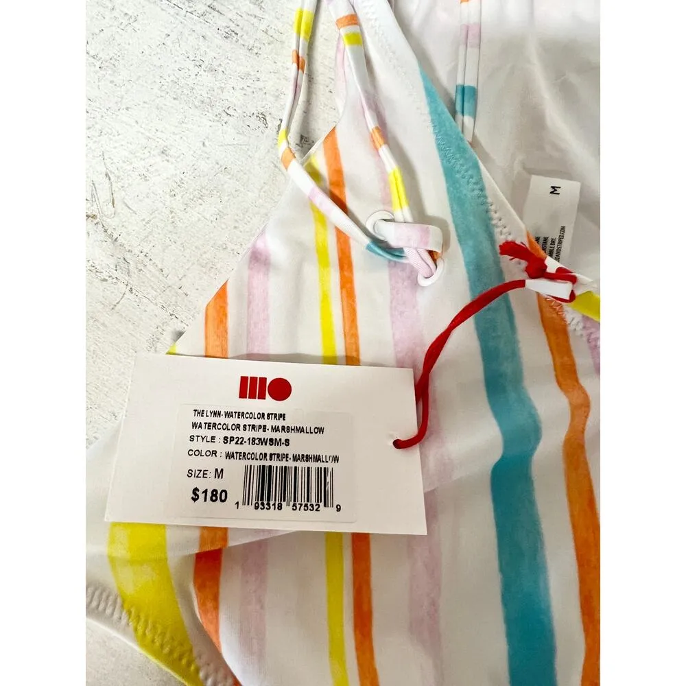 NWT Solid & Striped The Lynn Open Back One Piece Watercolour Stipe Marshmallow M - Image 5