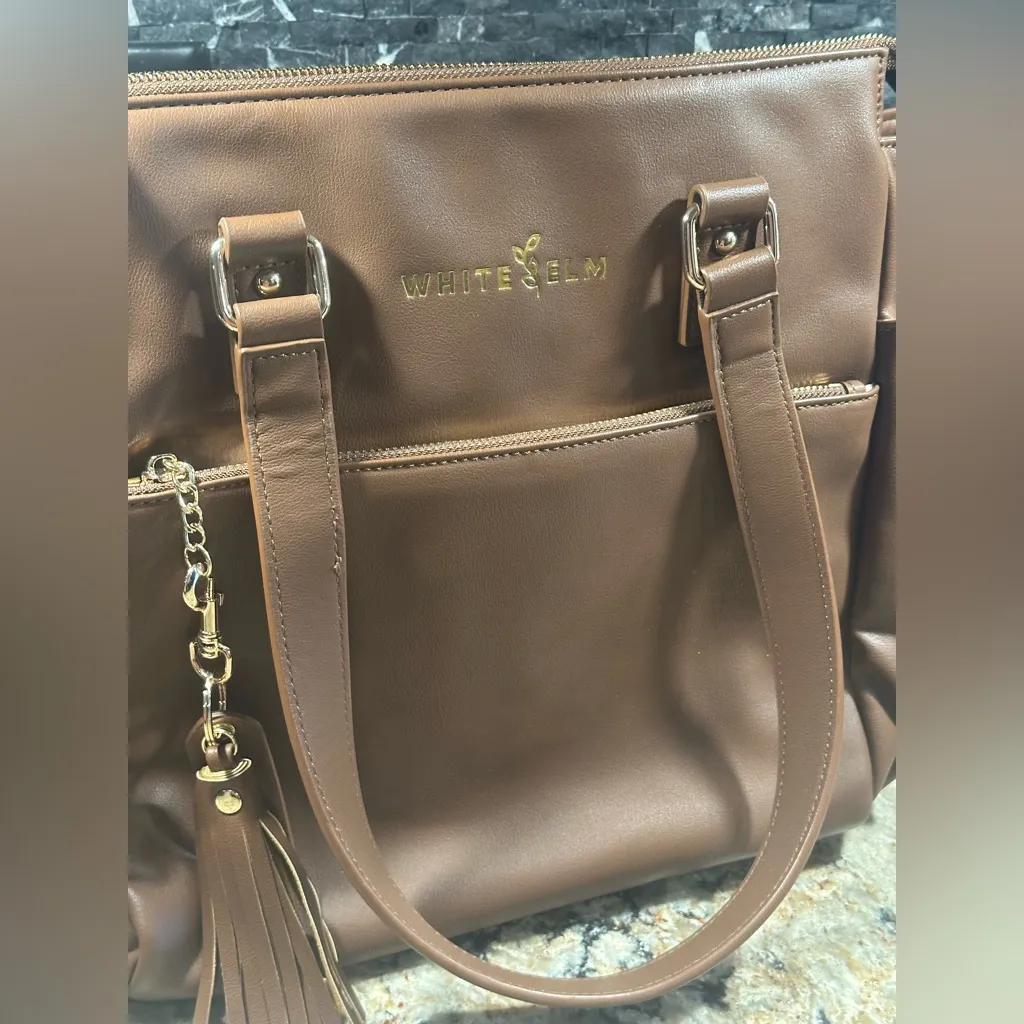 White Elm Gemini Mini Bag Purse Convertible Backpack Travel Caramel Vegan Brown - Image 2