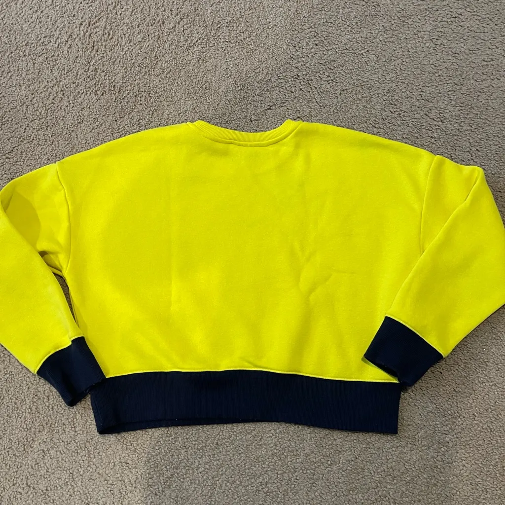 FILA Y2k Vibrant Yellow Fleece Lined Crewneck Crop Sweater - Image 8