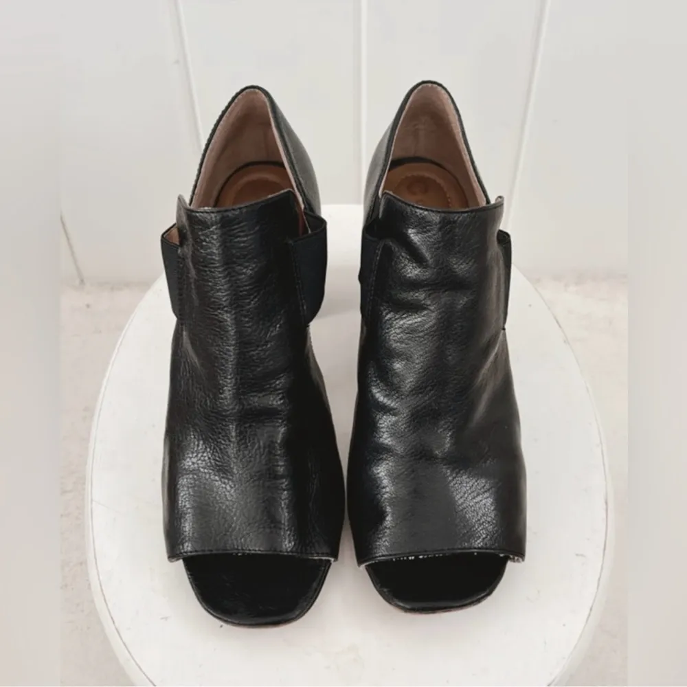 Corso Como Maybel Black Leather Peep Toe
Tortoise Shell Block Heels Women 8.5 - Image 2