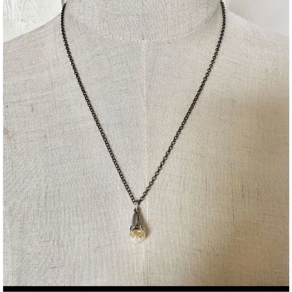 Sterling silver teardrop floating opal pendant necklace - Image 4