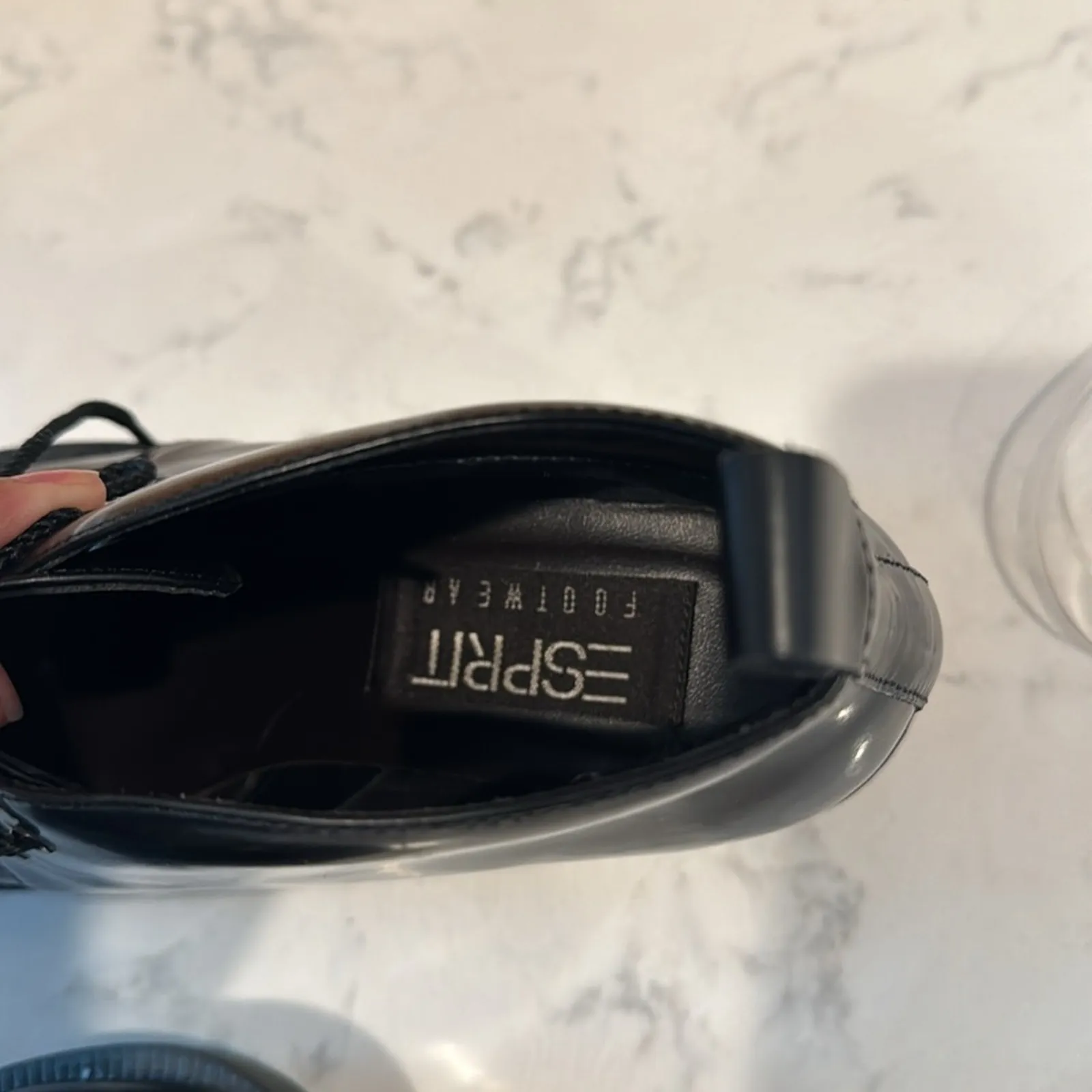 Vintage Esprit black lace up booties 90s grunge school girl minimalist size 5.5 - Image 9