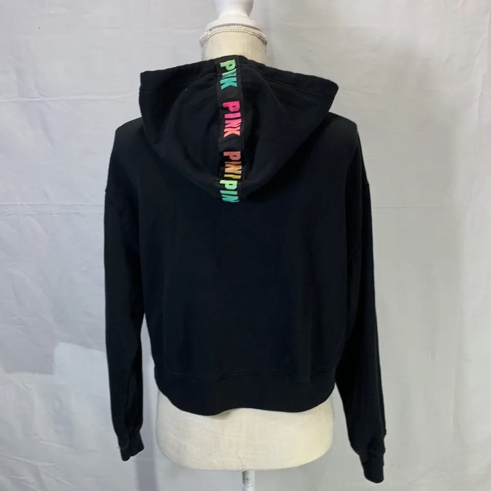 PINK Victoria’s Secret Full Zip Cropped Hoodie Black Size M - Image 4