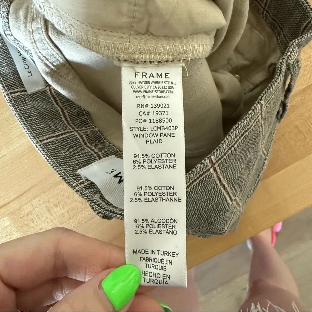 Frame Denim Le Crop Mini Boot Plaid Pants Black Size 24 - Image 5