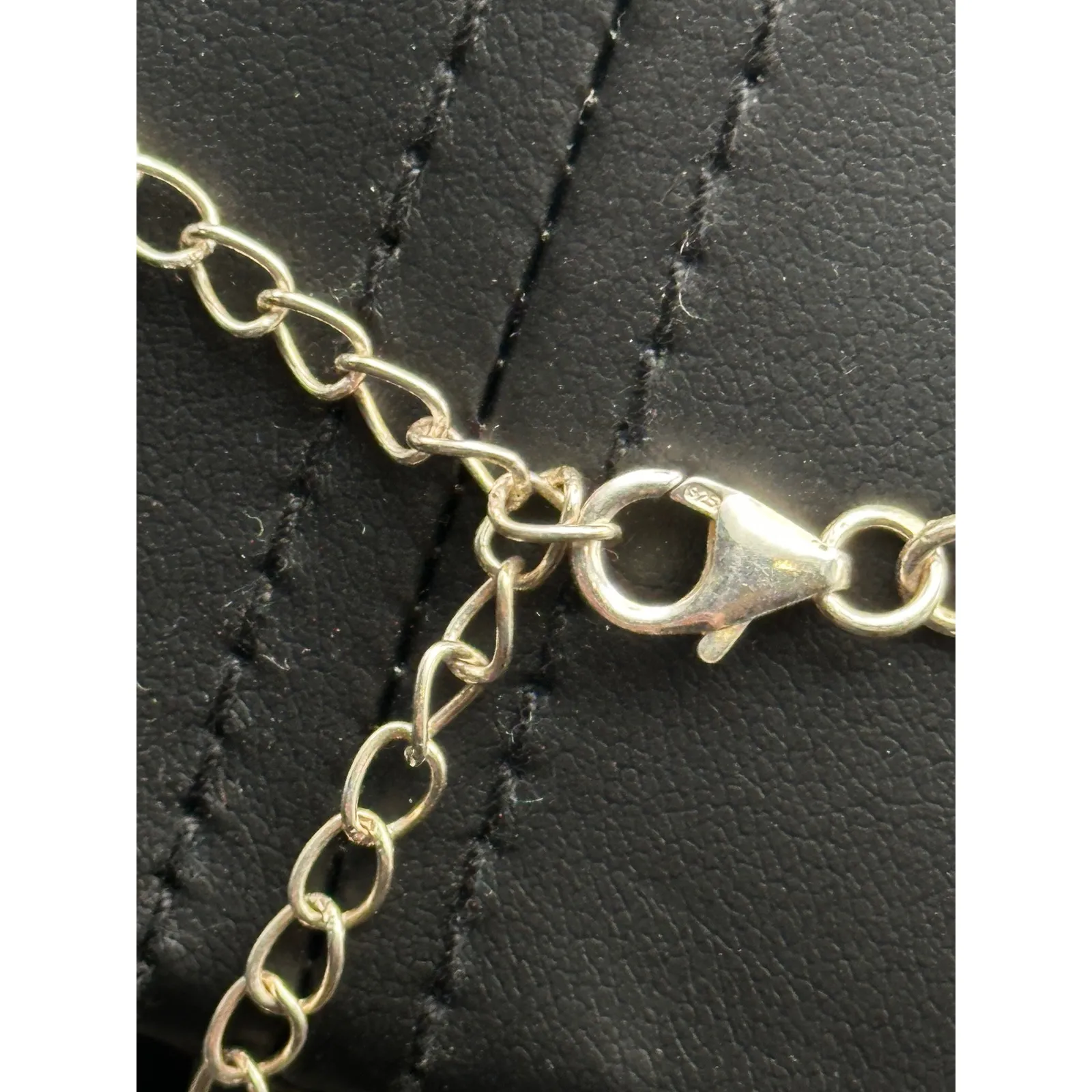 Emerald Gemstone Beaded Clover Necklace Sterling Silver‎ .925 - Image 5