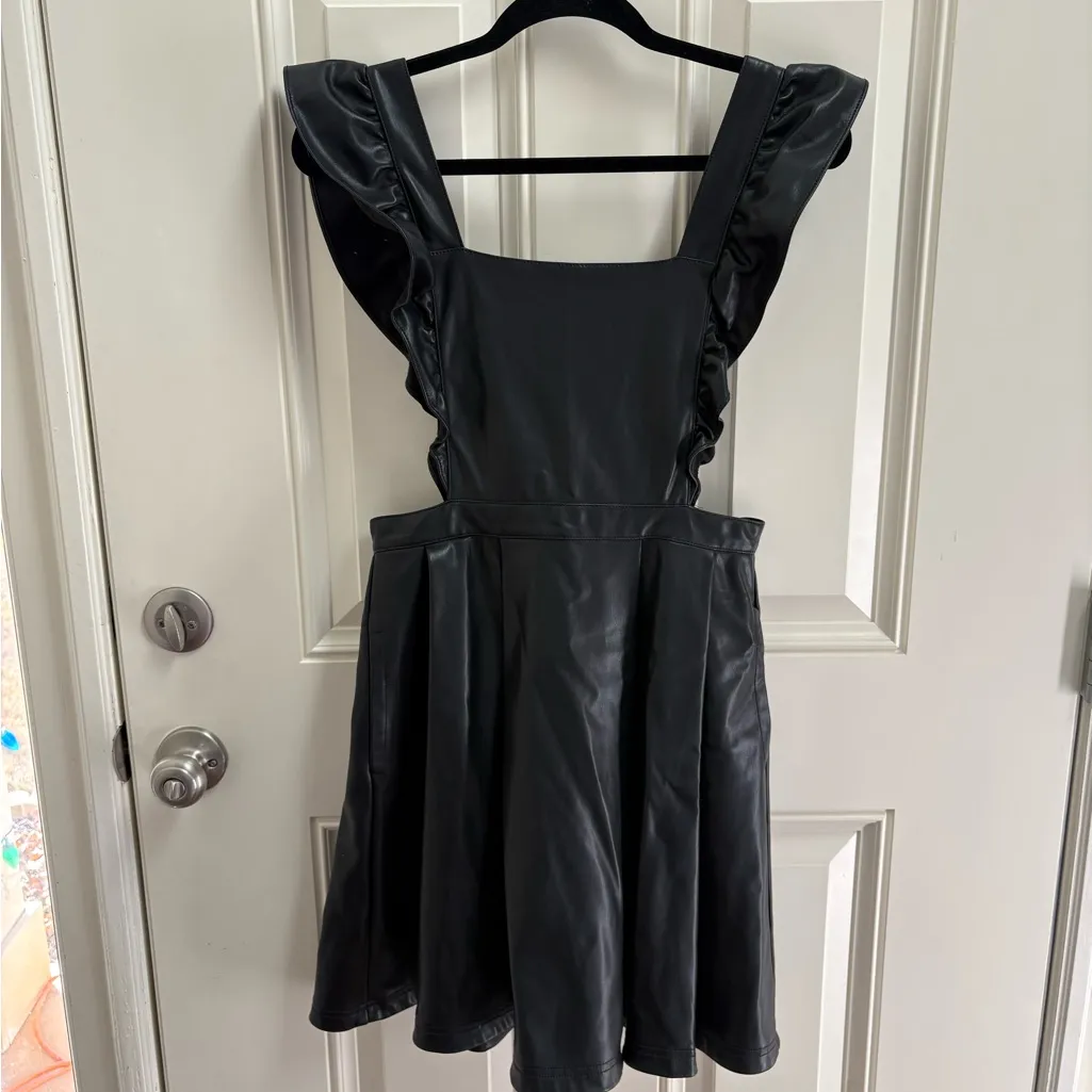 Maeve Ruffled Vegan Leather Mini Dress Size 6 - Image 2