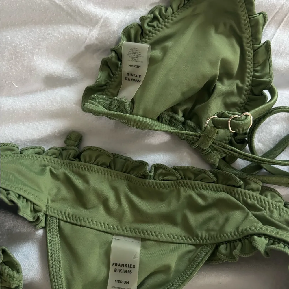 Frankie’s bikinis olive green top and bottom set - Image 3