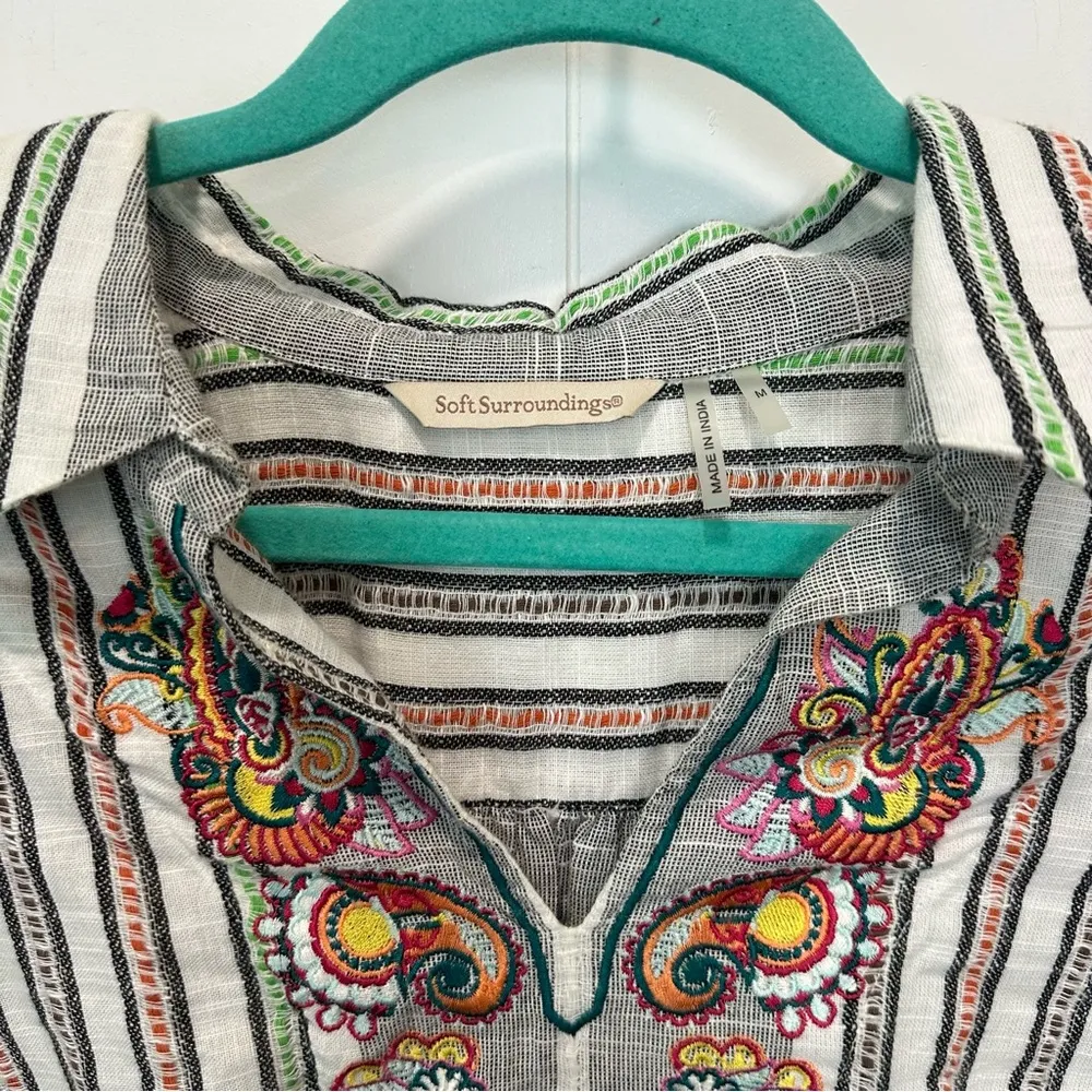 Soft Surroundings Brookhaven Aruba Floral Embroidered Longline Cotton Tunic - Image 6