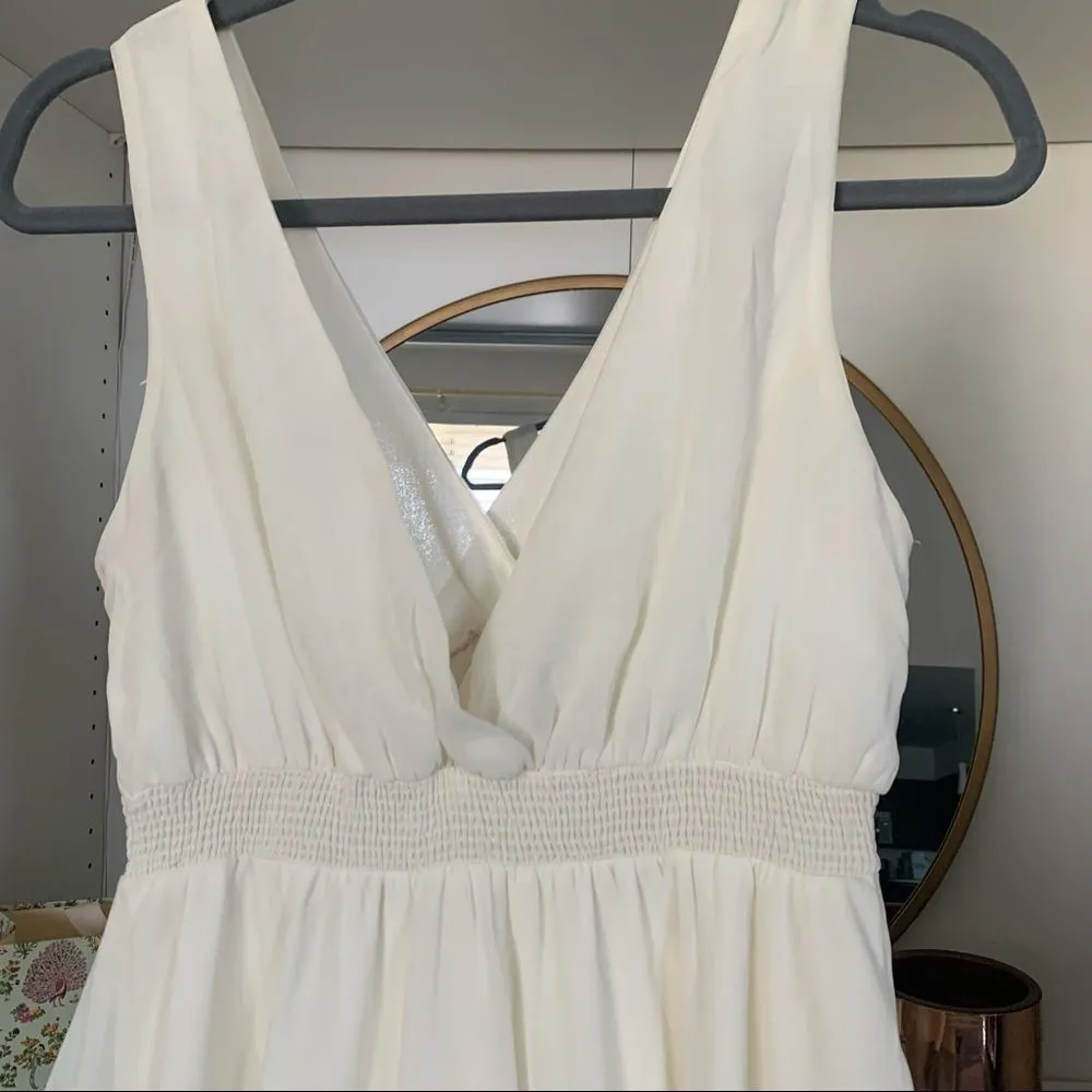 Very J Chiffon V-Neck Surplice Embroidered Drop Waist Smocked Back Dress Size S - Image 6