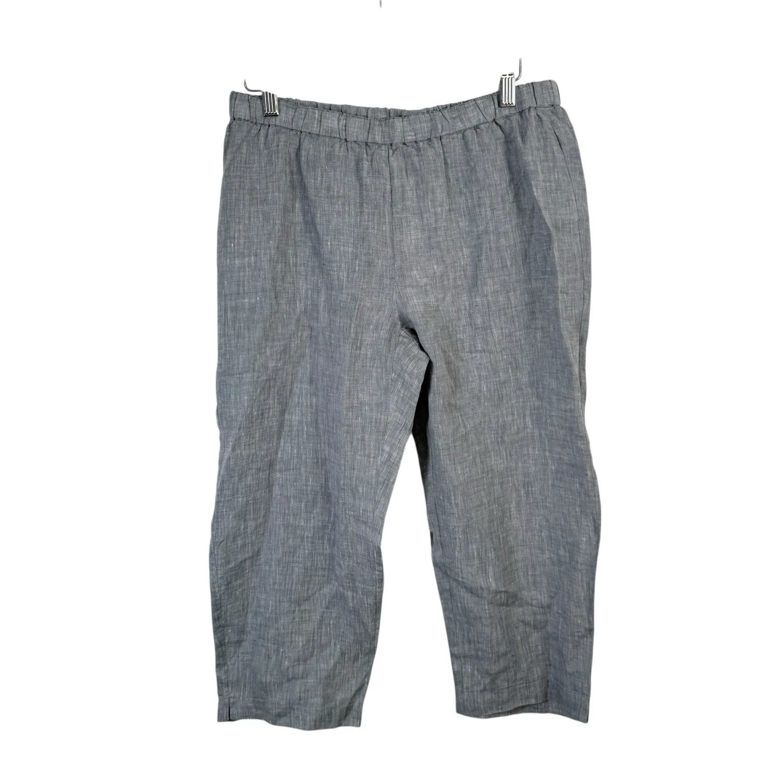 Eileen Fisher Straight Crop Pant Chambray Blue 100% Linen Lagenlook NEW Women PM - Image 2