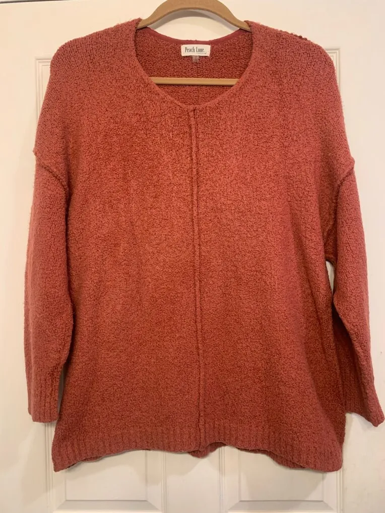 Peach Love California Rust Orange Large Knit Sweater. 2976-Hg - Image 1