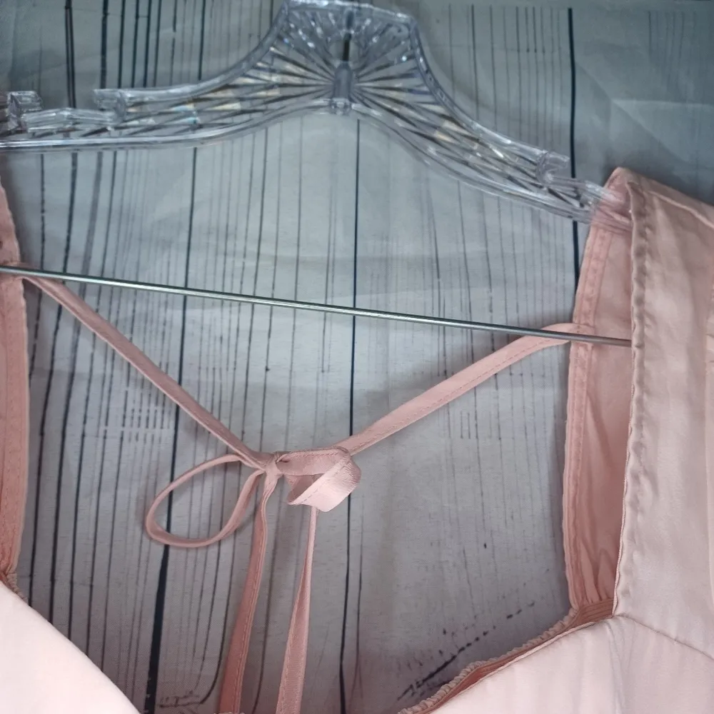 SHEIN Mod Solid Layered Puff Sleeve Layered Ruffled Hem Light Pink Layered Dress - Image 7