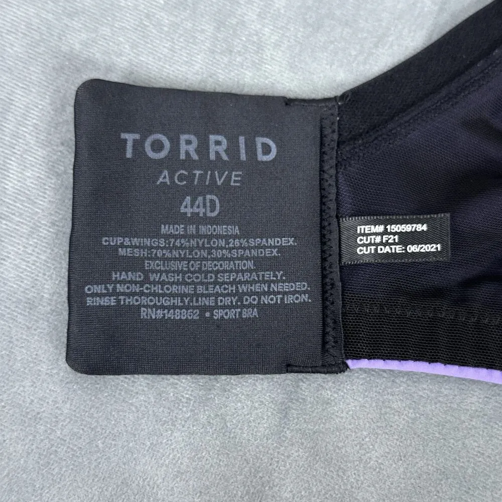 Torrid Active Dahlia Purple Mid Impact Sports Bra Size 44D Underwire Bra Logo - Image 8