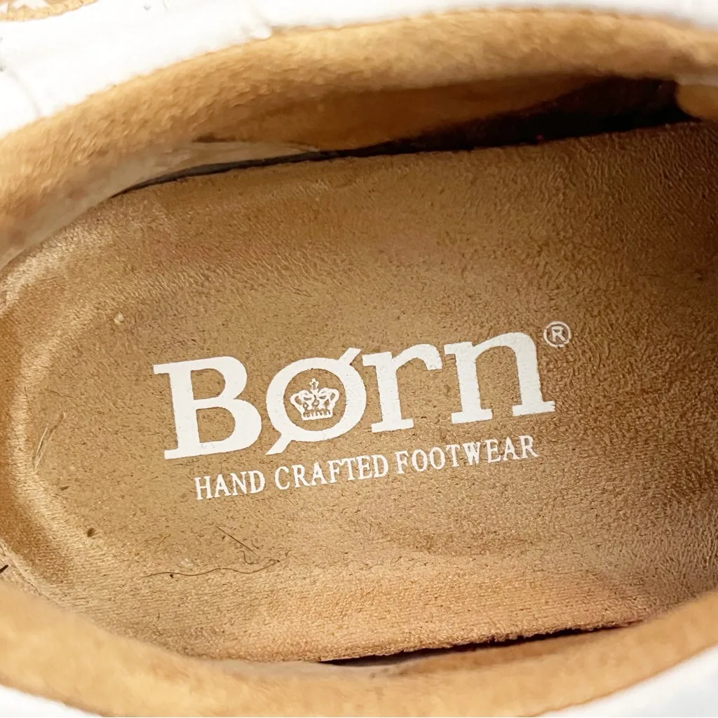 BORN Alma Leather Cream Textured Gum Sole Lace Up Sneakers Women’s Size 8.5 White - Image 4